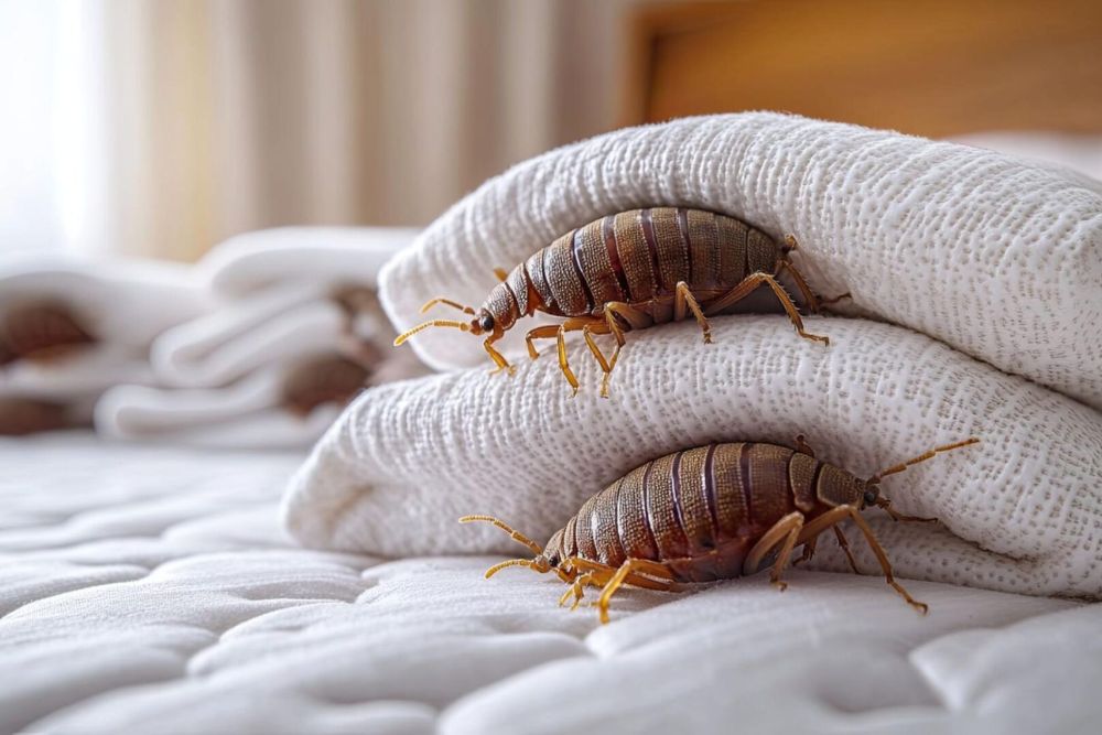 Infestation of bed bugs on a bed, illustrating the necessity for professional pest control in Washington, DC.